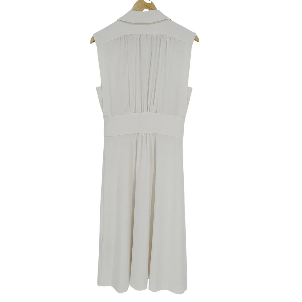 ba&sh‎ Lady Dress Women XS Off-White Sleeveless Button Front Midi Parisian Chic